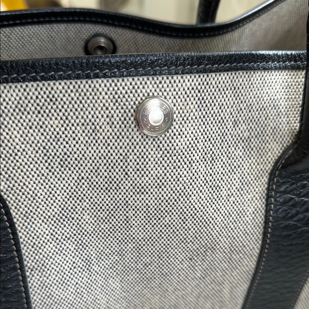 Hermes Beige and Black Canvas Tote - Picture 11 of 14